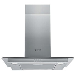 Indesit Aria IHF64AMX Chimney Cooker Hood, Stainless Steel / Glass